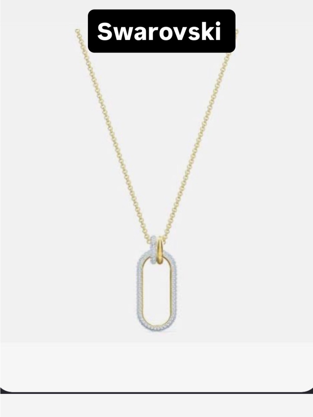 Swarovski Gold-Tone Crystal Oval Link Pendant Necklace NIB